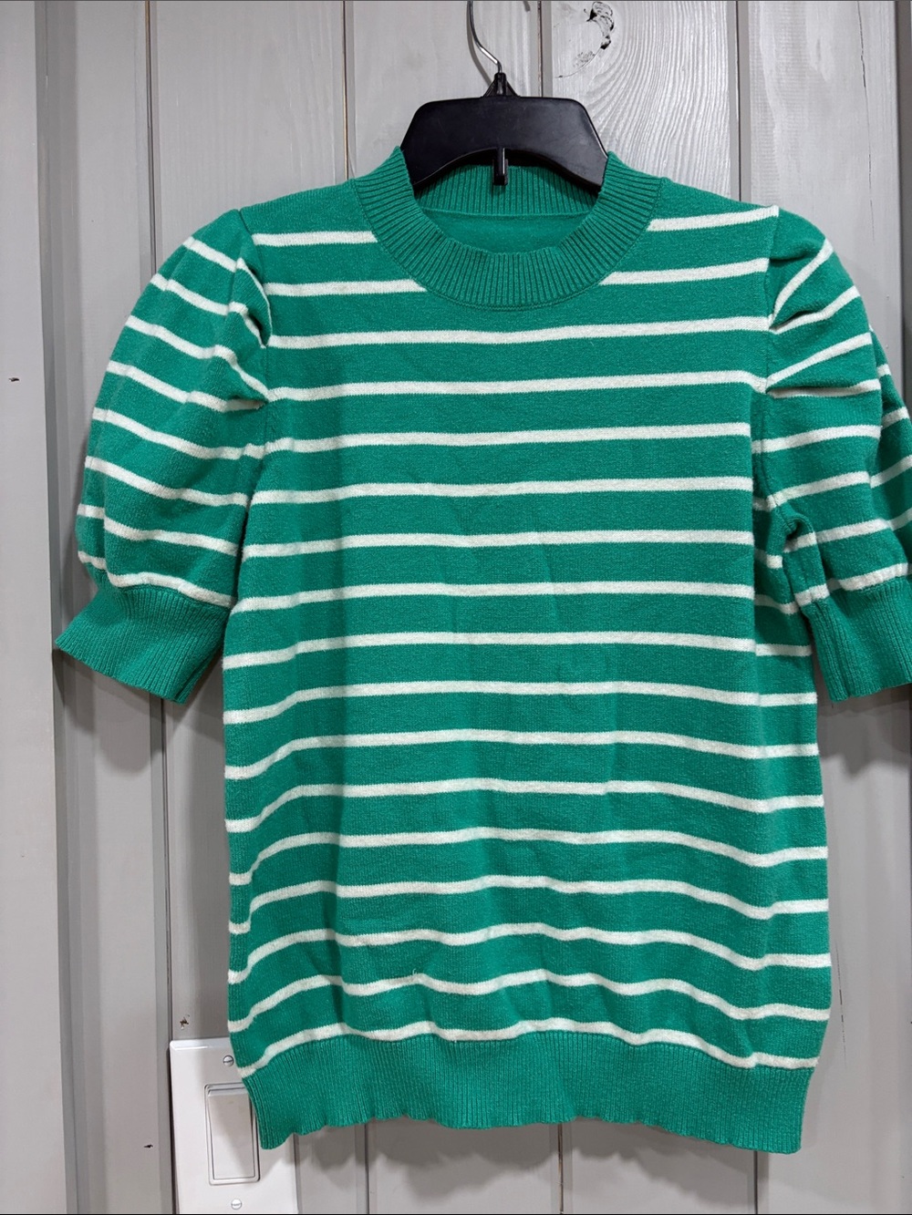 Women’s Green  & White Striped Knit Top